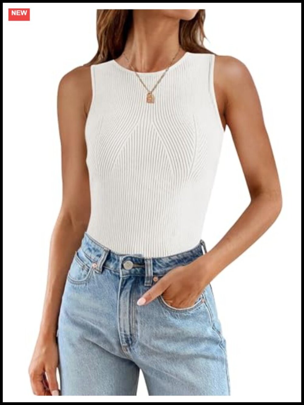 Sleeveless Racerback Tank Top Business Casual Stretch Knit Cami